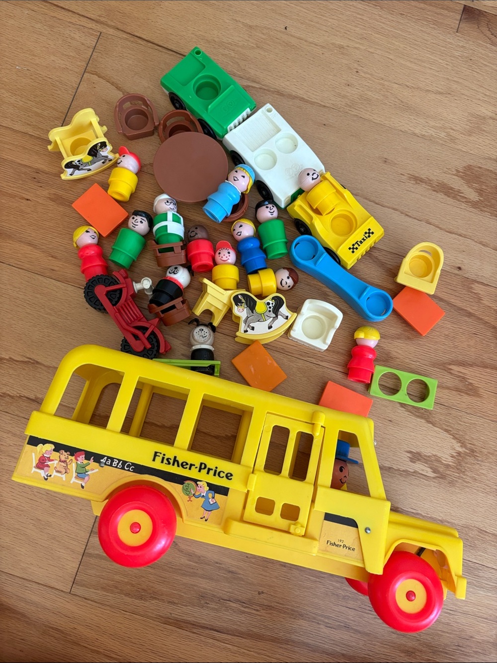 Vintage Fisher Price Little People School Bus 1965 1984 FP Toys Lot motorcycle - Picture 12 of 17